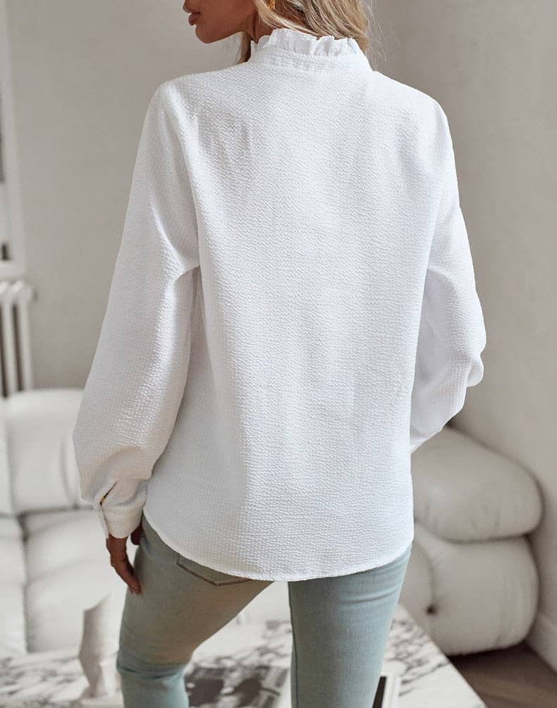Celine | Ladies Classic Ruffled Stripe Shirt
