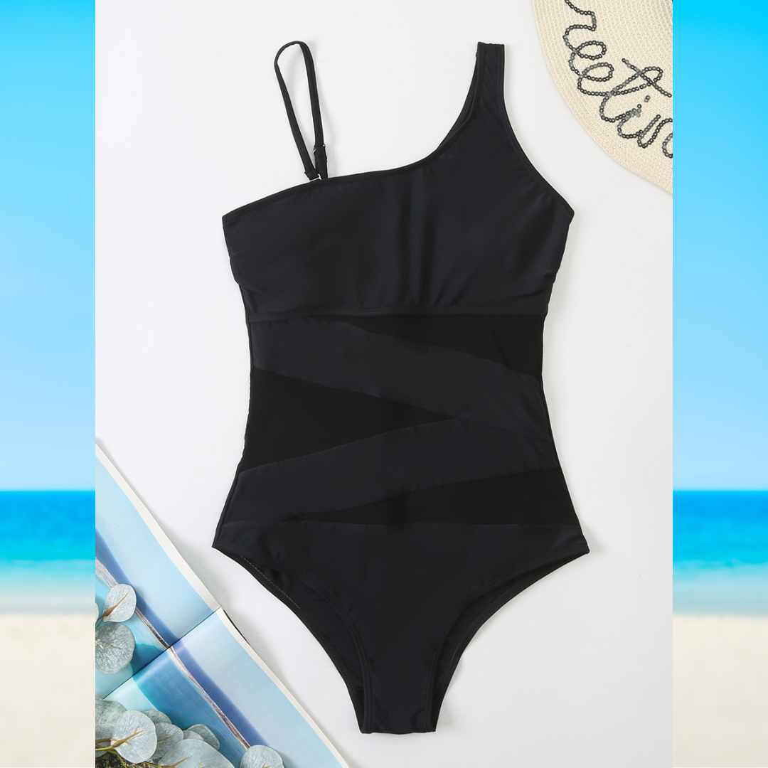 Women's Trendy Cutout One Piece Swimsuit with Side Mesh Panels