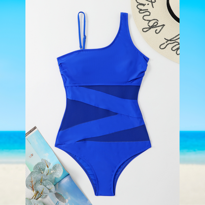 Women's Trendy Cutout One Piece Swimsuit with Side Mesh Panels