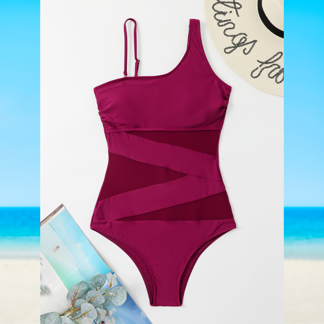 Women's Trendy Cutout One Piece Swimsuit with Side Mesh Panels