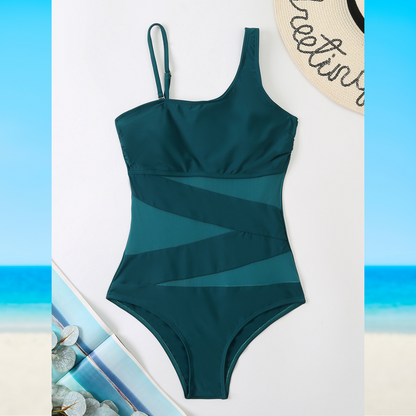 Women's Trendy Cutout One Piece Swimsuit with Side Mesh Panels