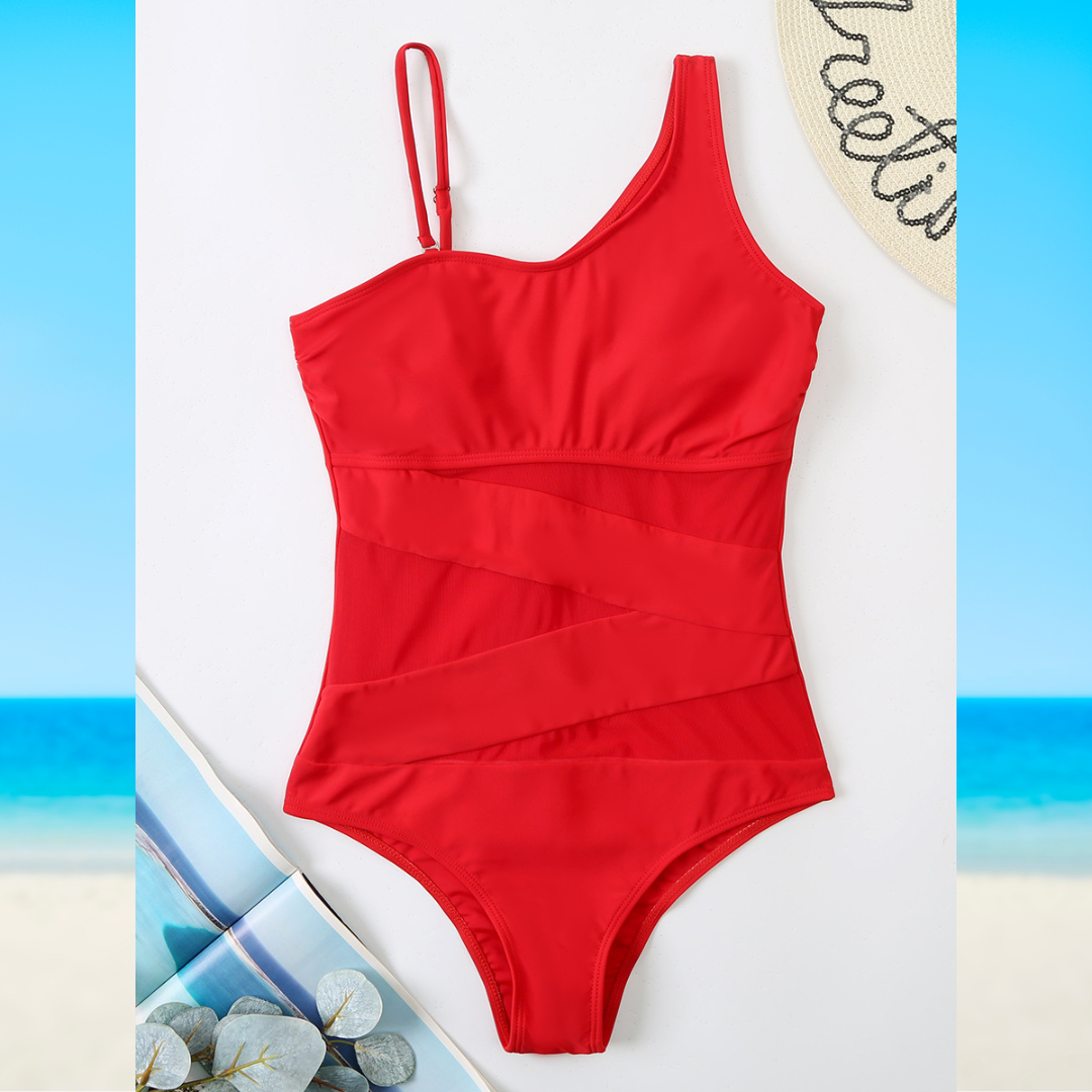 Women's Trendy Cutout One Piece Swimsuit with Side Mesh Panels