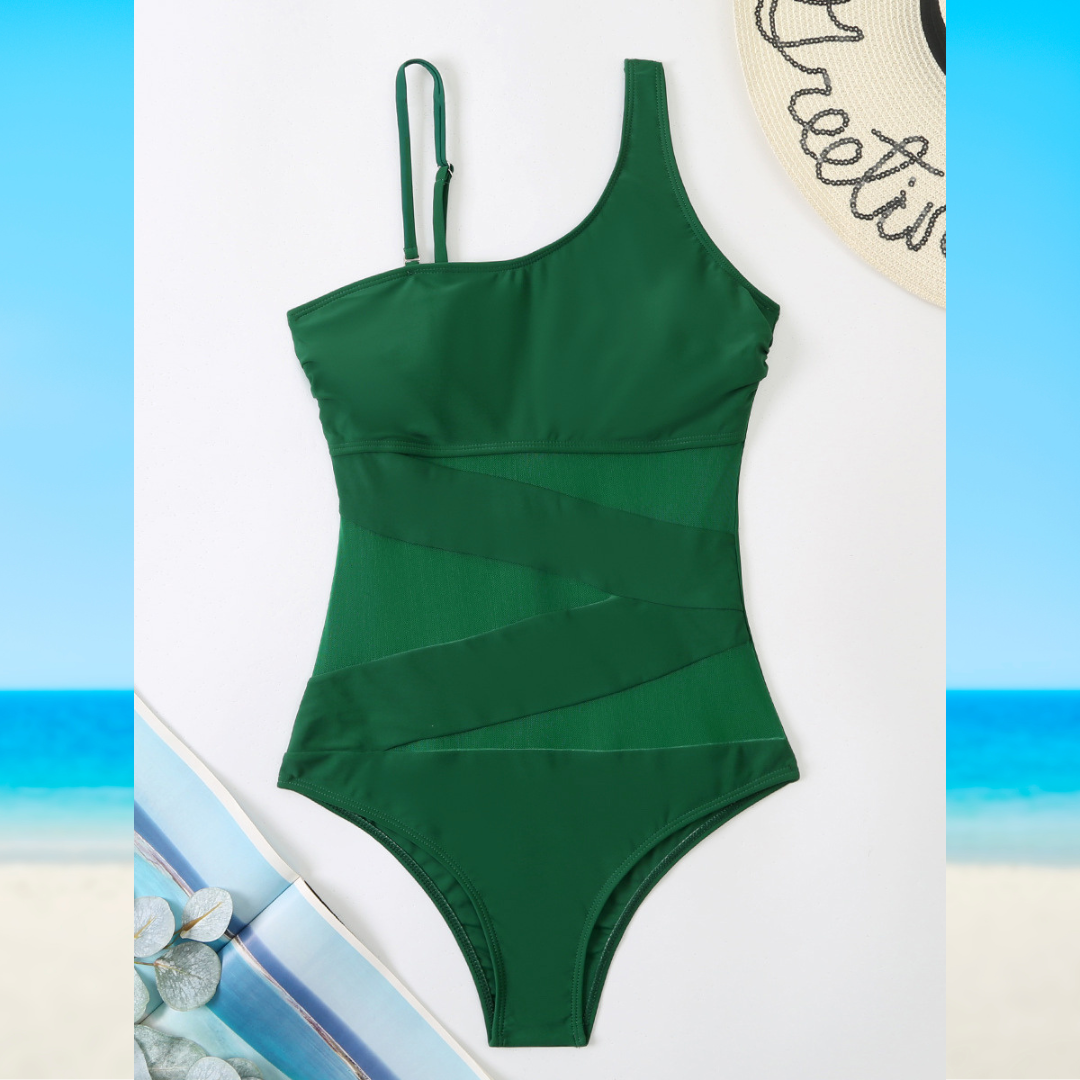 Women's Trendy Cutout One Piece Swimsuit with Side Mesh Panels