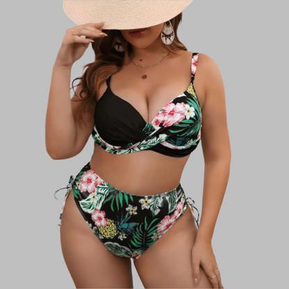 Women's High Waisted Bikini Set with Adjustable Straps