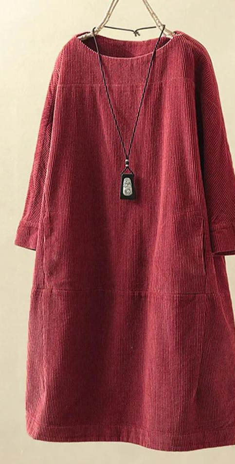 Comfy Corduroy Women's Long Sleeve Dress