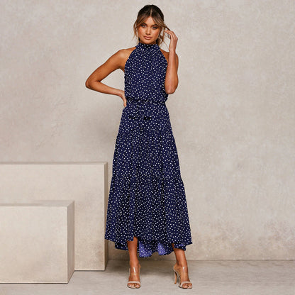 Casual Summer Halter Dress with Polka Dots