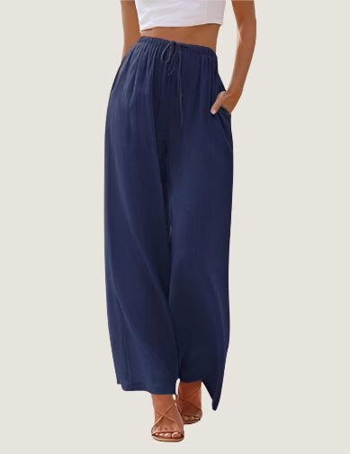 Relaxed Fit Women's Linen Pants with Elastic Waist