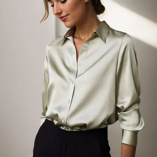 Ladies' Luxurious Smooth Button-Up Shirt - Nocini