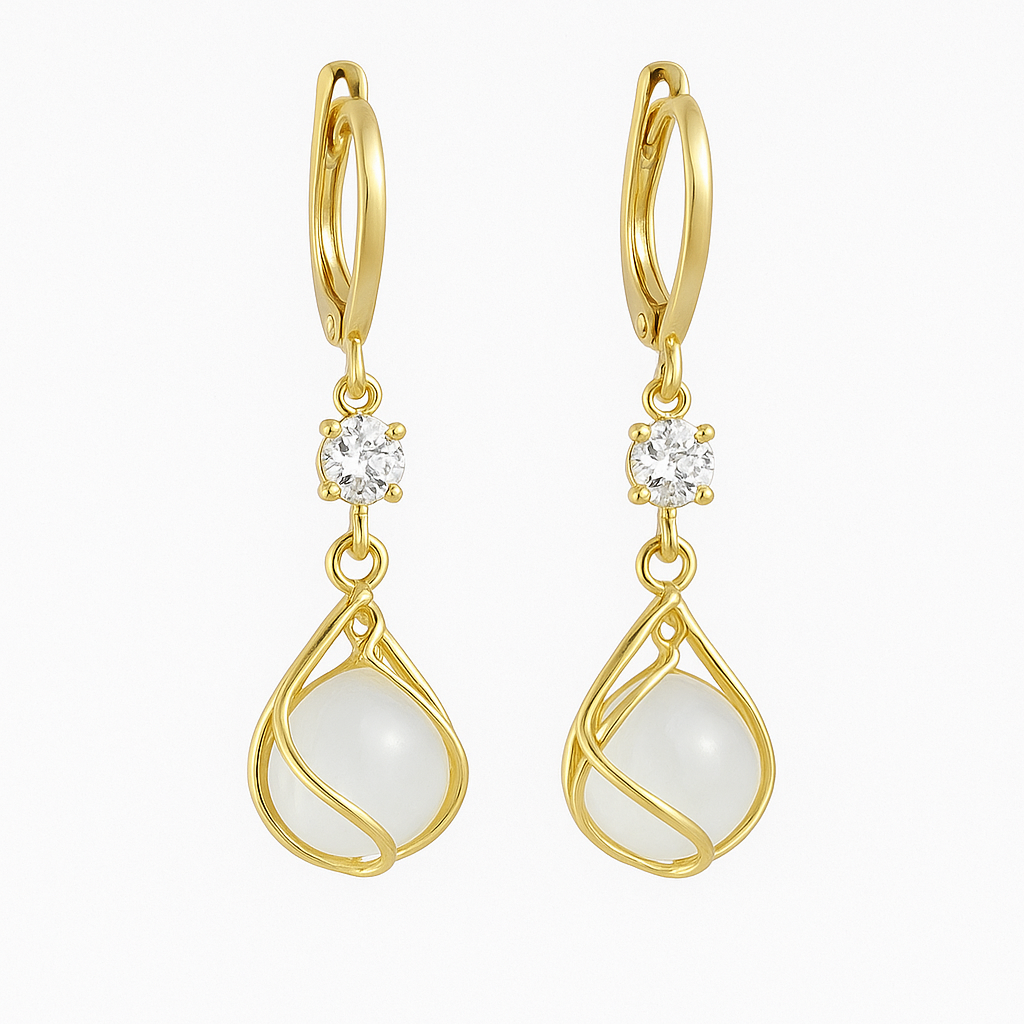 Vintage Style Gemstone Dangle Earrings - Nocini