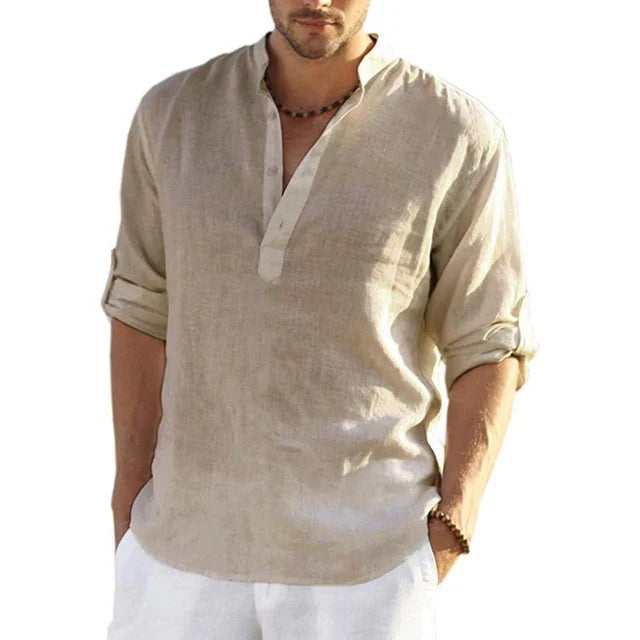 Breathable Men's Linen Summer Shirt - Olytrend