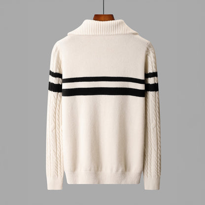 Classic Cable Knit Quarter Zip Sweater Jacket