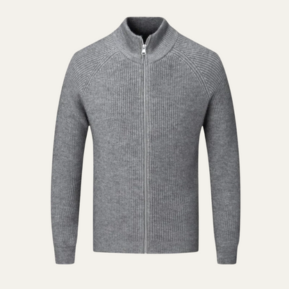Luxury Men's Soft Merino Wool Zip Cardigan