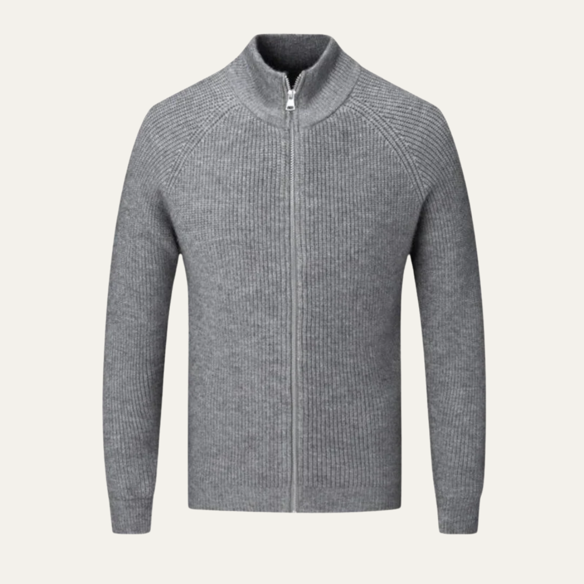 Classic Men's Warm Merino Wool Zip Cardigan