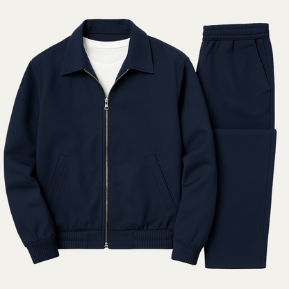 Navy Blue Casual Mens Suit Jacket Pants Set - Nocini