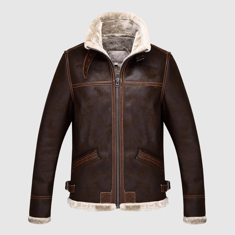 Distressed Leather Retro Mens Coat - Nocini