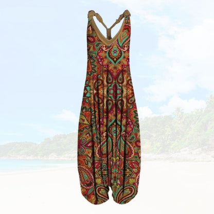 Ladies Loose Fit Full Length Sleeveless Jumpsuit