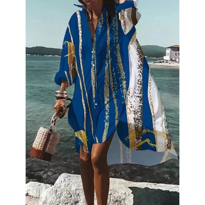 Casual V Neck Knee Length Summer Dress