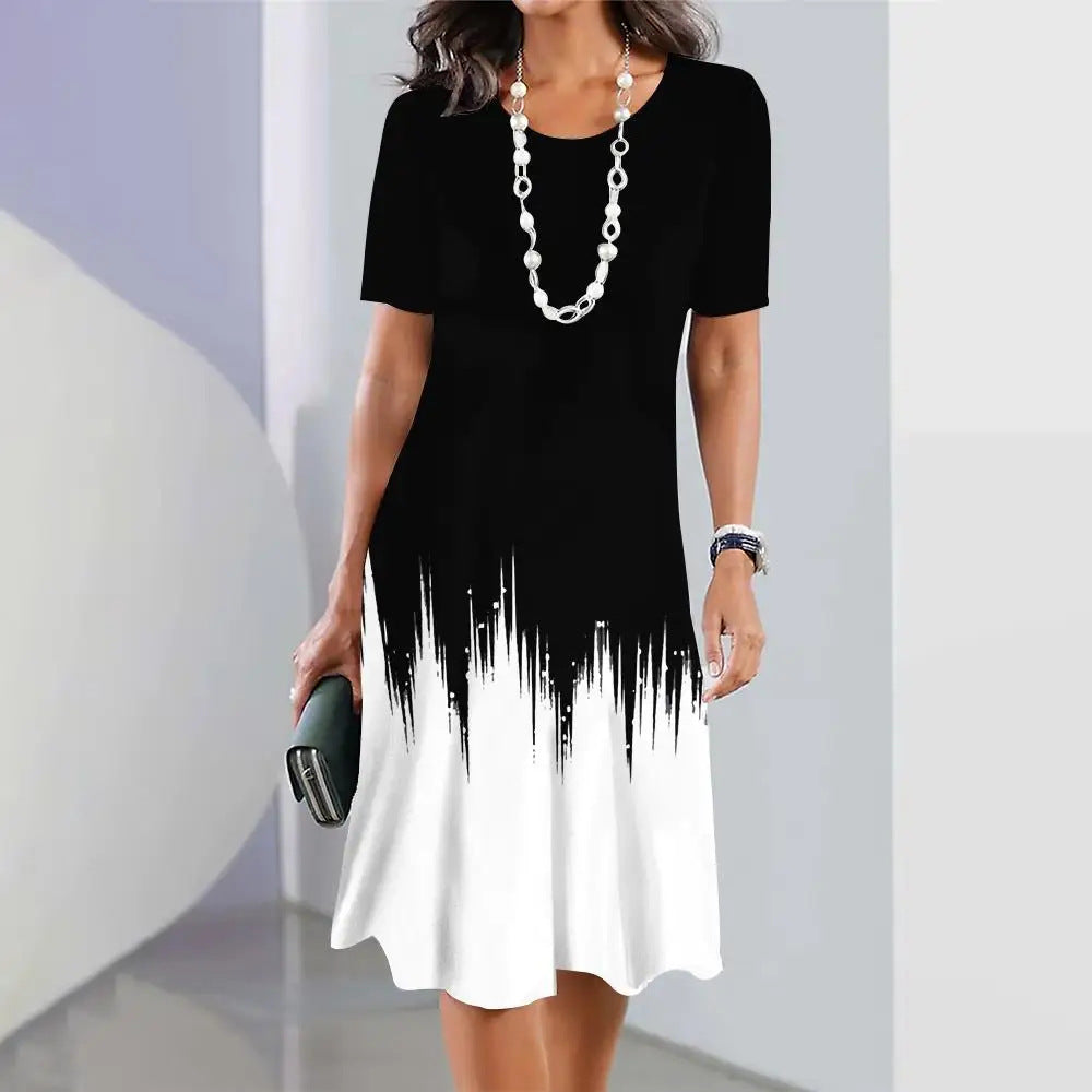 Casual Dip Dye A-Line Knee Length Dress - Nocini