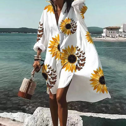 Casual V Neck Knee Length Summer Dress