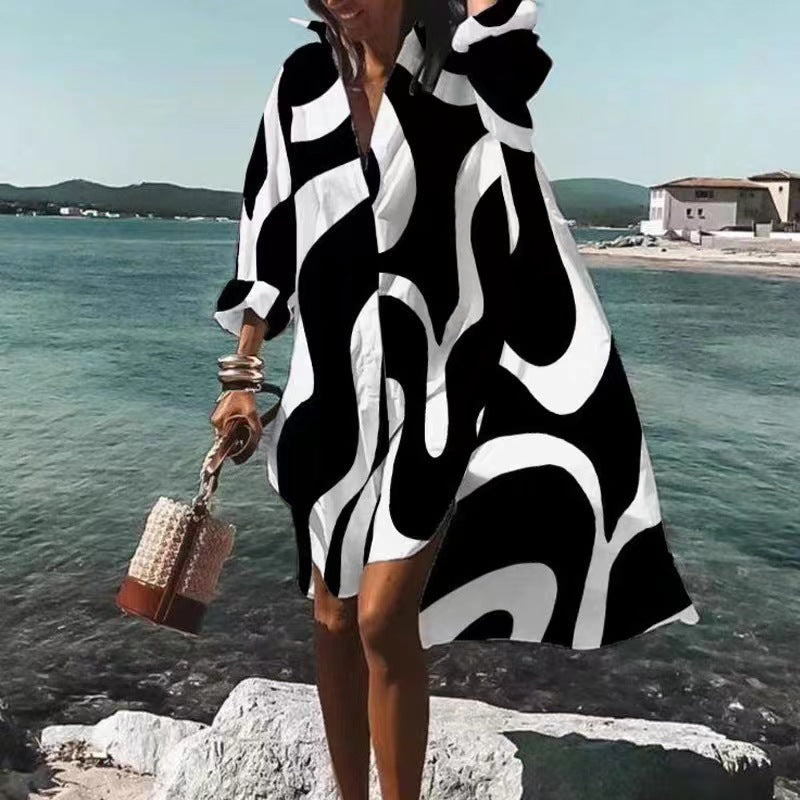 Casual V Neck Knee Length Summer Dress - Nocini