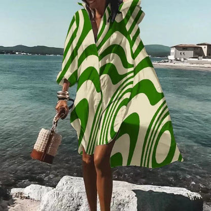 Casual V Neck Knee Length Summer Dress