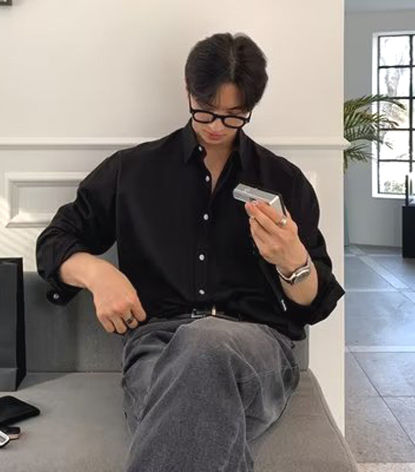 Casual Long Sleeve Men's Shirt with Buttons