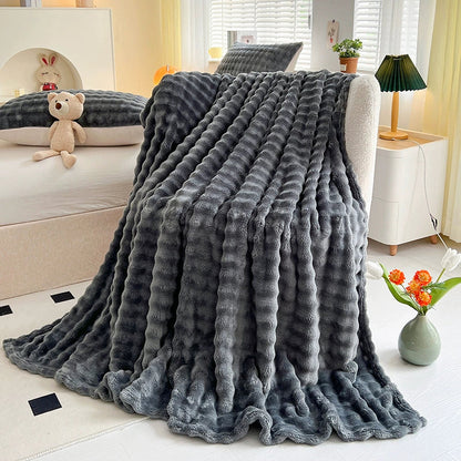 Soft Quilted Throw Blanket With Thick Texture