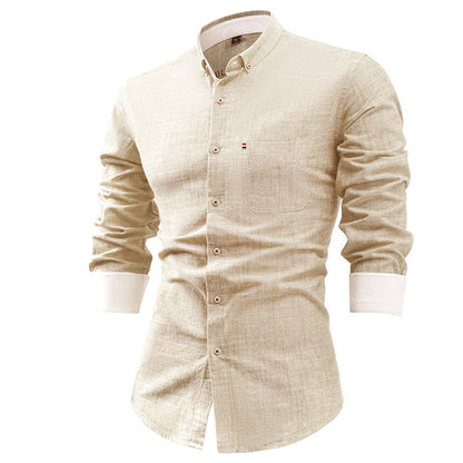 Slim Fit Men's Long Sleeve Casual Button Shirt