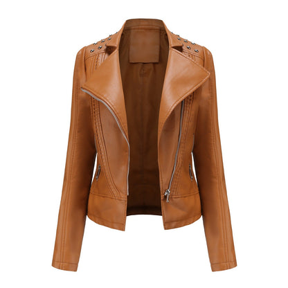 Edgy Studded Biker Jacket Zip Up Moto Style