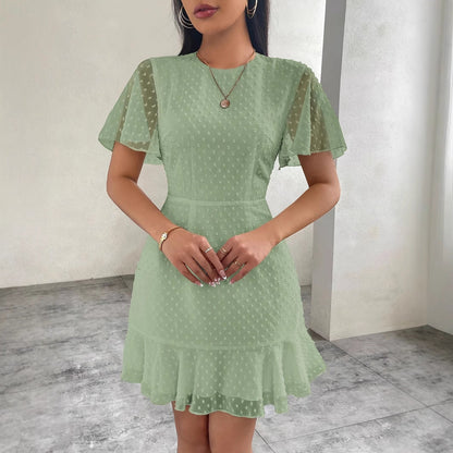 Women's Mini A-Line Dress with Ruffled Sleeves