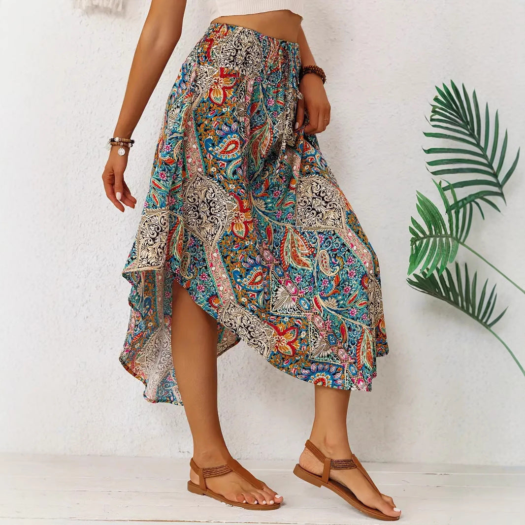 Floral Women's High Waisted A-Line Skirt - Nocini