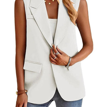 Women's Fitted Sleeveless Blazer Jacket