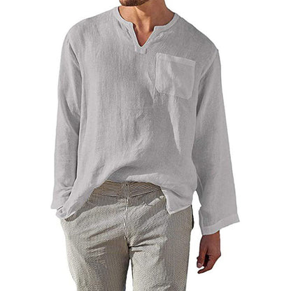 Casual Mens Linen Shirt with Long Sleeves