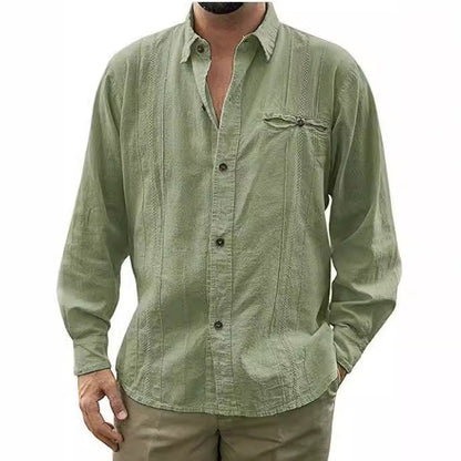 Casual Linen Shirt with Pocket for Men