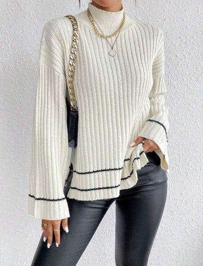 Relaxed Fit Striped Crew Neck Sweater