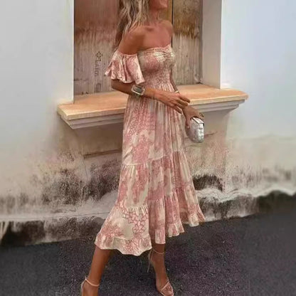 Casual Off Shoulder Midi Dress for Women - Nocini