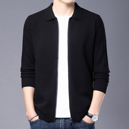 Men's Slim Fit Wool Zip Cardigan