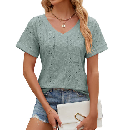 Comfy V-Neck Women's Tee with Bright Floral Pattern
