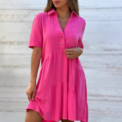 Casual Short Sleeve Cotton Sundress for Women