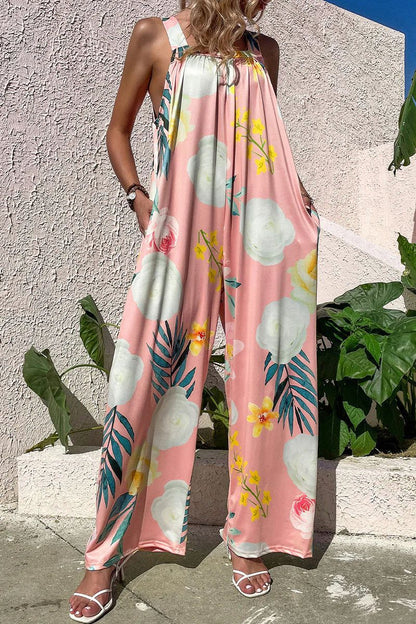 Comfortable Women's Sleeveless Wide Leg Jumpsuit