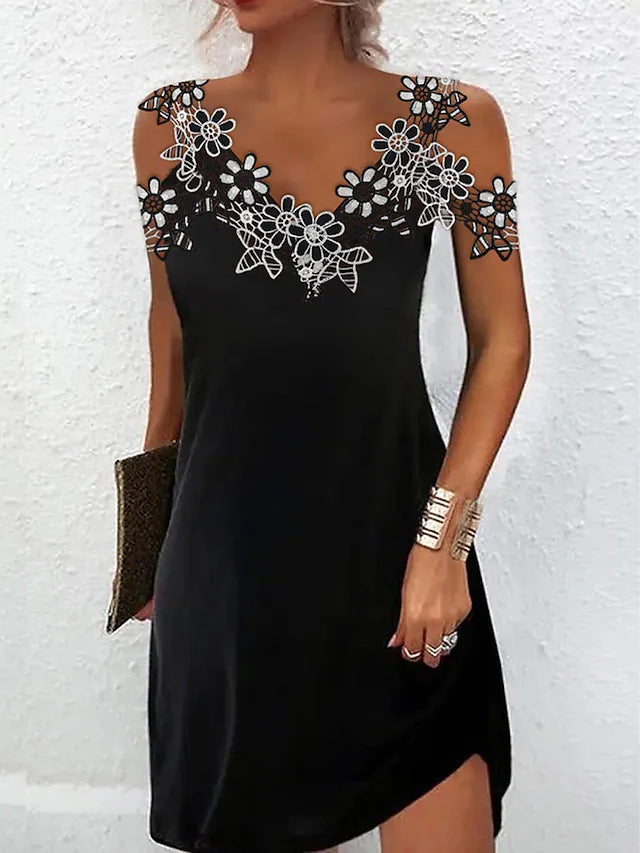 Elegant V Neck Lace Evening Dress for Women