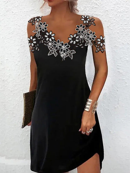 Elegant V Neck Lace Evening Dress for Women