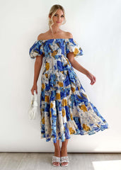 Loose Fit Off Shoulder Maxi Dress with Flowy Skirt