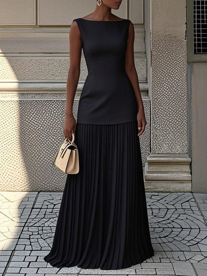 Elegant Strapless Flowy Maxi Dress