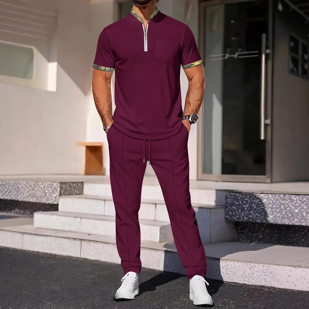 Men's Athletic Fit Tracksuit with Zip Top and Pants - Nocini