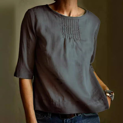 Relaxed Fit Cotton Blouse with 3/4 Sleeves - Nocini