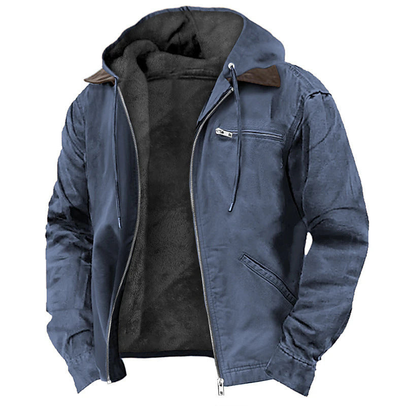 Casual Fit Fleece Hoodie Jacket with Utility Pockets