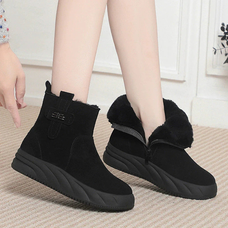 Soft Faux Fur Ankle Boots - Warm Waterproof Winter Boots - Nocini