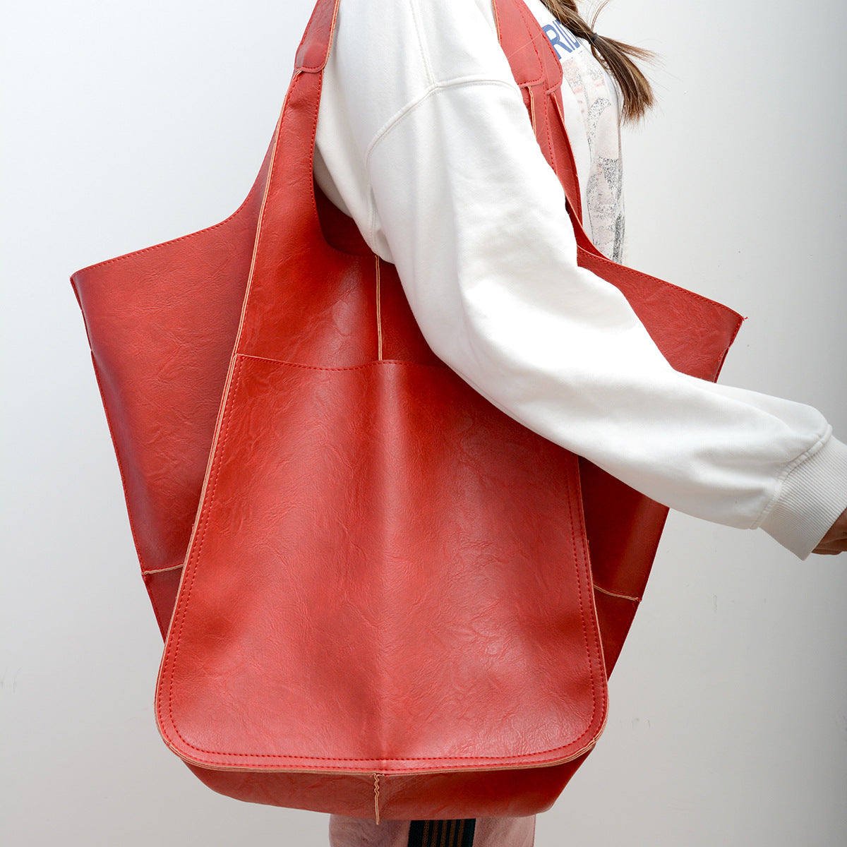 Large Classic Leather Tote Bag for Women