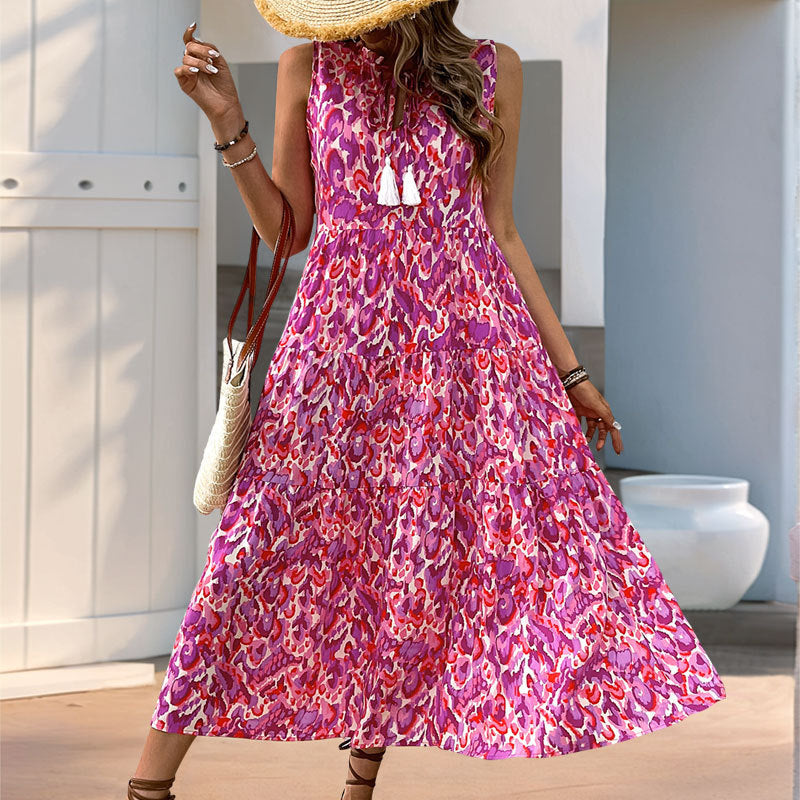 Summer V-Neck Cotton Midi Dress